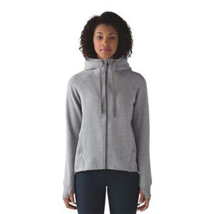 Lululemon Fleece Please Zip Up Hoodie Sweater Size 2 Heathered Speckled M Grey
